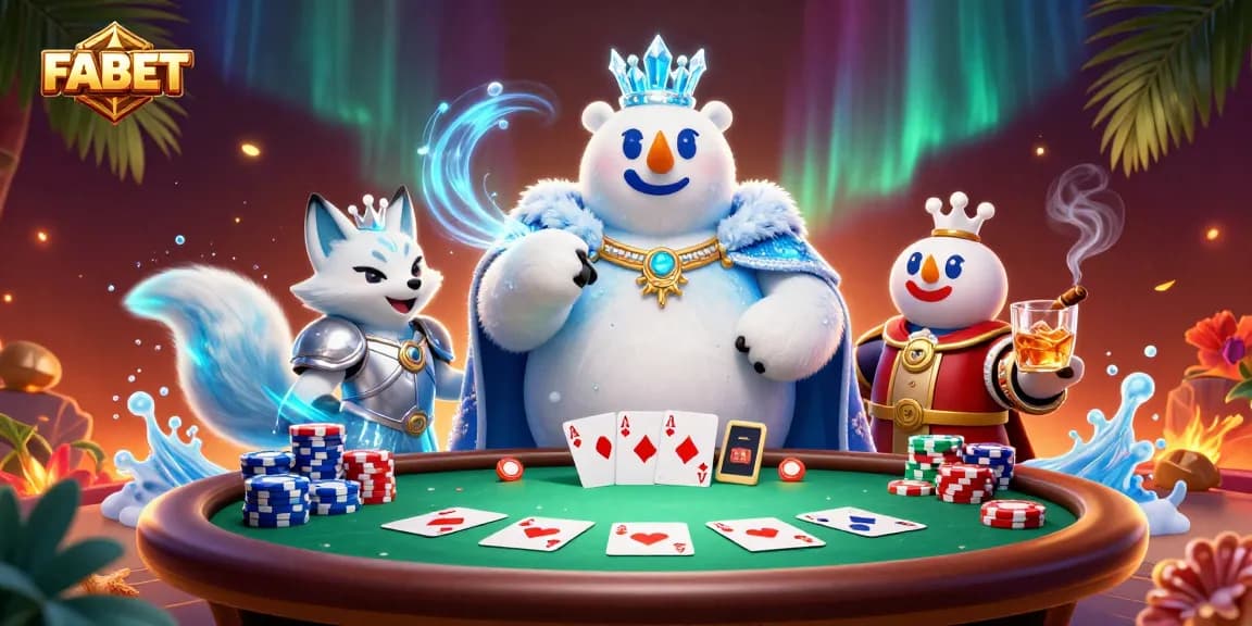 Join FABET with a dazzling polar bear and silver fox at a lively poker table.
