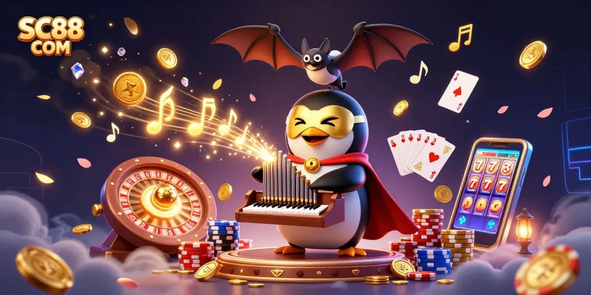 Experience thrilling games at SC88 COM with vibrant 3D illustrations of casino excitement.
