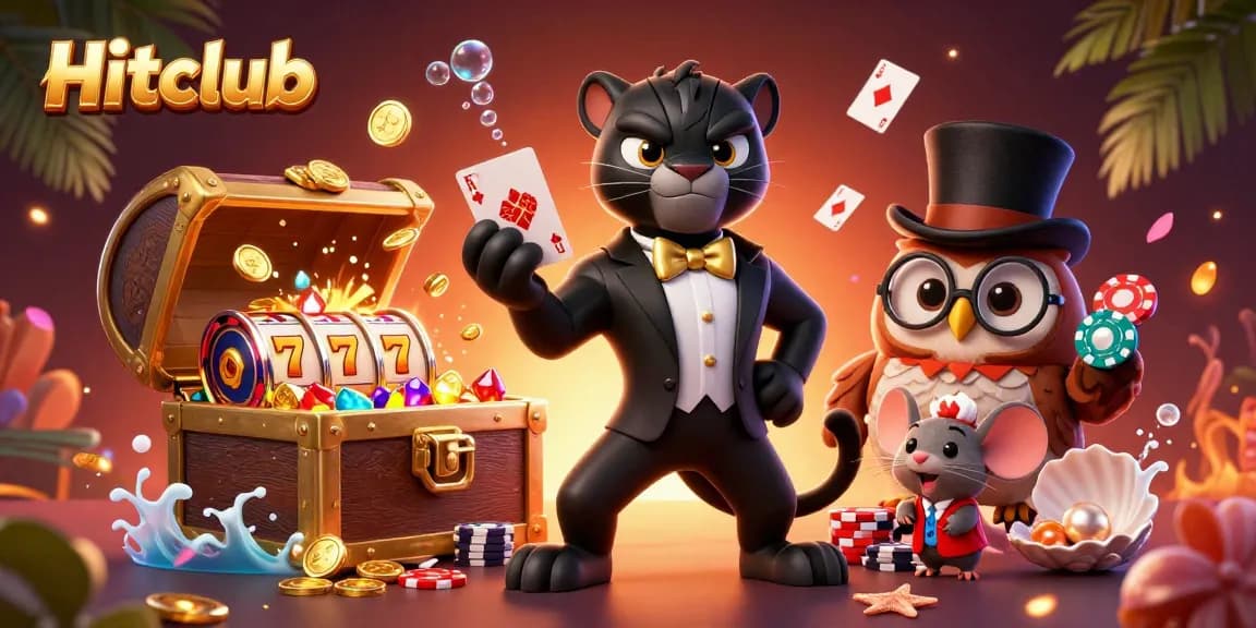 Hitclub players experience thrilling action in a dynamic casino scene with cards and chips.