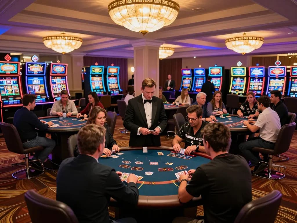 Players enjoying various games at 888b, showcasing excitement in a vibrant casino atmosphere