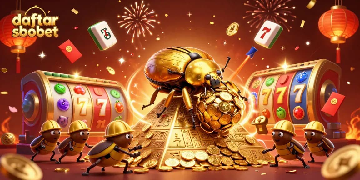 Join the excitement of daftar sbobet as beetles roll golden coins through a vibrant casino world.