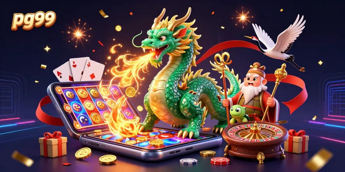 Experience thrilling games at pg99 with vibrant slot reels, golden coins, and lucky charms.