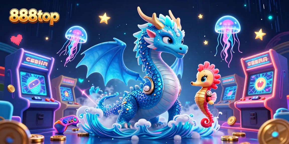 Experience 888top's immersive gaming with a dazzling illustration of a dragon and vibrant elements.