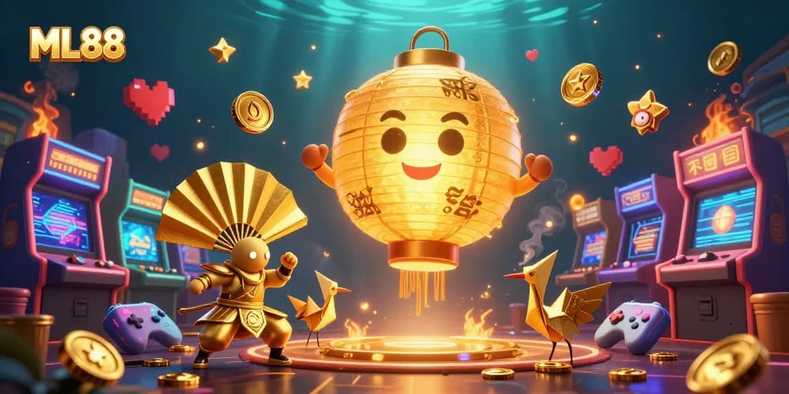 ML88 casino spirit engaging players in a vibrant gambling scene filled with games and gold.