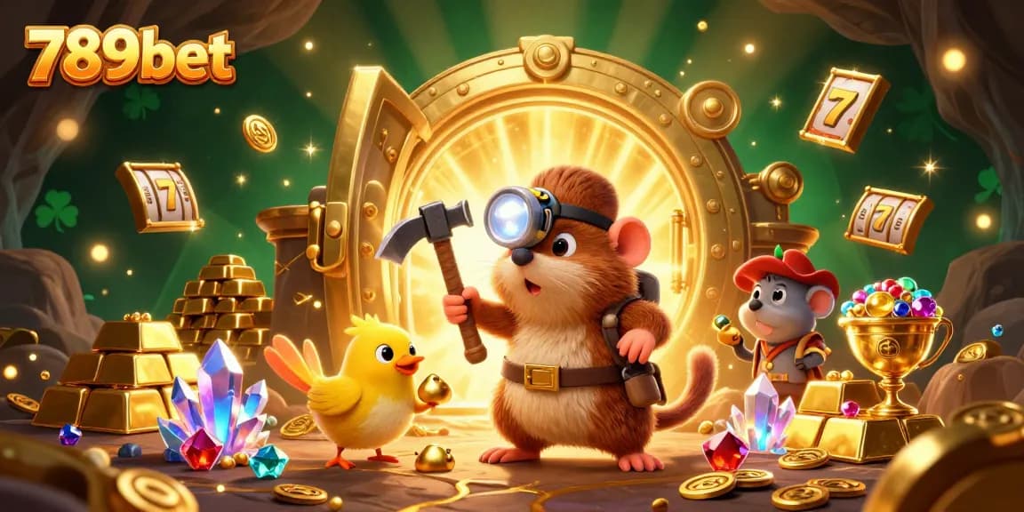 Embark on an exciting 789bet adventure with treasure hunter mole and canary in a rich casino-themed world.