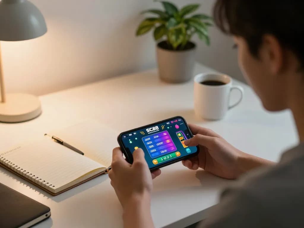 Engaging with the SC88 app on smartphone for strategic online betting.