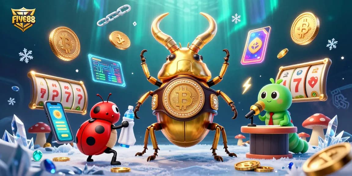 Engage with FIVE88 slots and exciting gaming, featuring dynamic characters and vibrant casino elements.