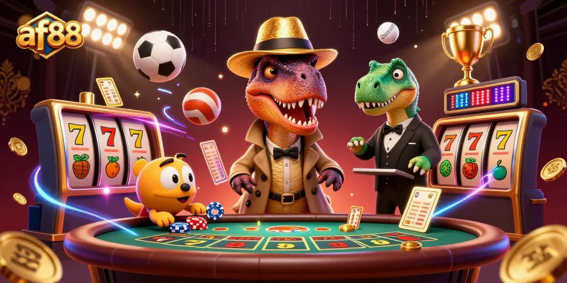 af88 velociraptor card counter at blackjack table with dynamic sports and casino elements