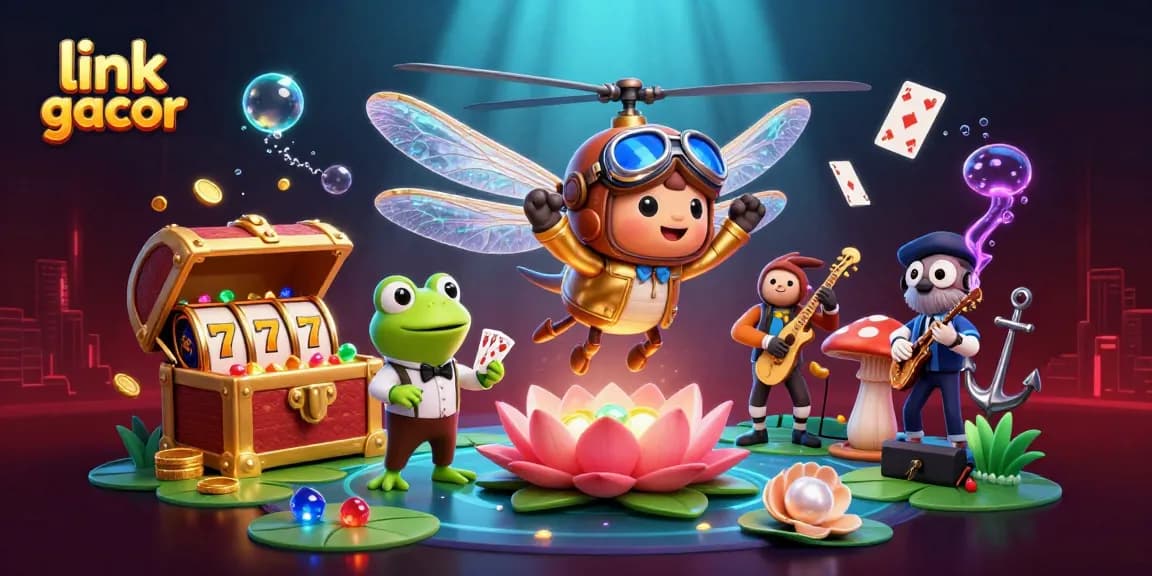 Engage with the thrilling world of link gacor featuring vibrant 3D casino characters amidst colorful game elements.