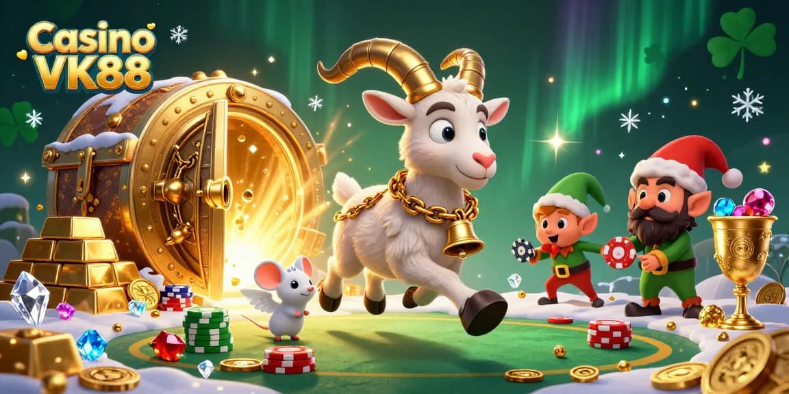 Experience the thrill of Casino VK88 with a lively gaming scene featuring enchanting characters.