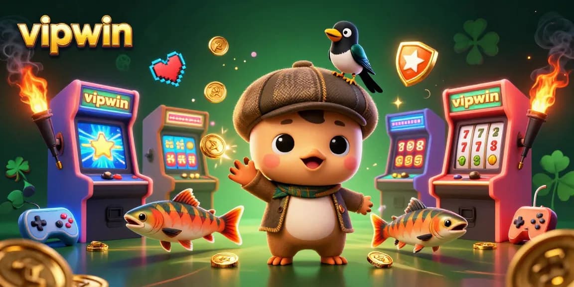 Experience winning at vipwin with vibrant 3D cartoon illustrations of exciting casino games.
