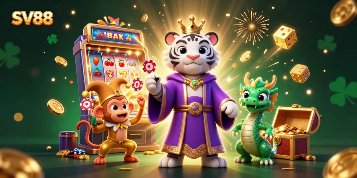 Experience thrilling gaming moments at SV88 with vibrant characters, dynamic casino elements, and rich visuals.