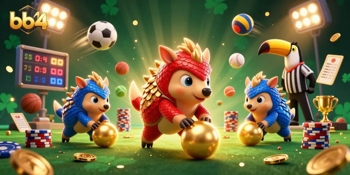 bb44 pangolins roll poker chips and golden balls in a vibrant online casino competition.