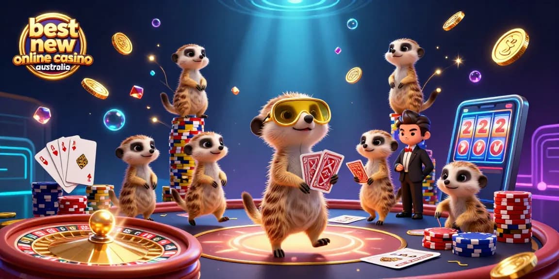 Experience thrilling gameplay at the best new online casino Australia with meerkats celebrating big wins.