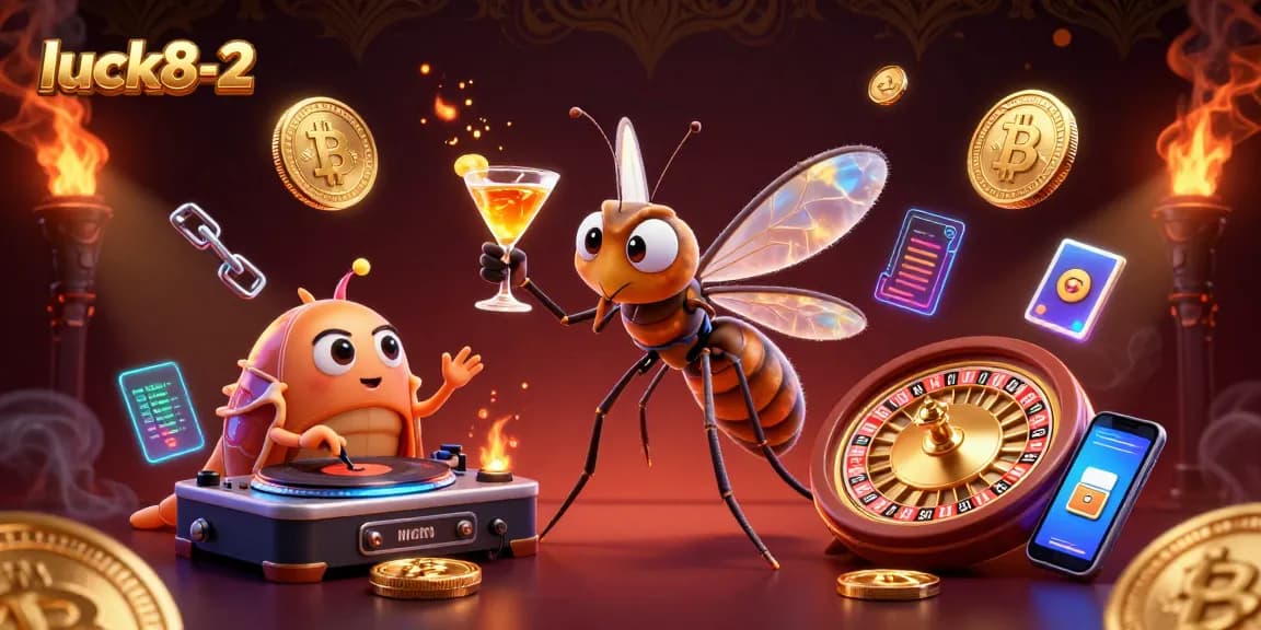 Experience luck8-2 with a lively illustration of casino characters and elements, showcasing exciting gaming thrills.