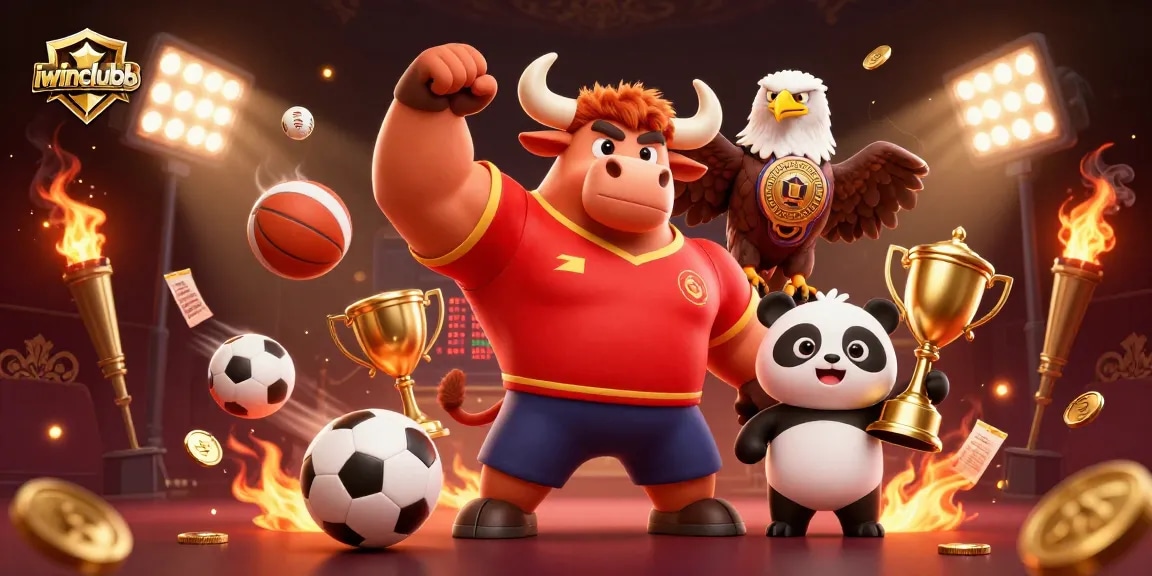 Join the excitement of iwinclubb with lively 3D characters celebrating a big win.
