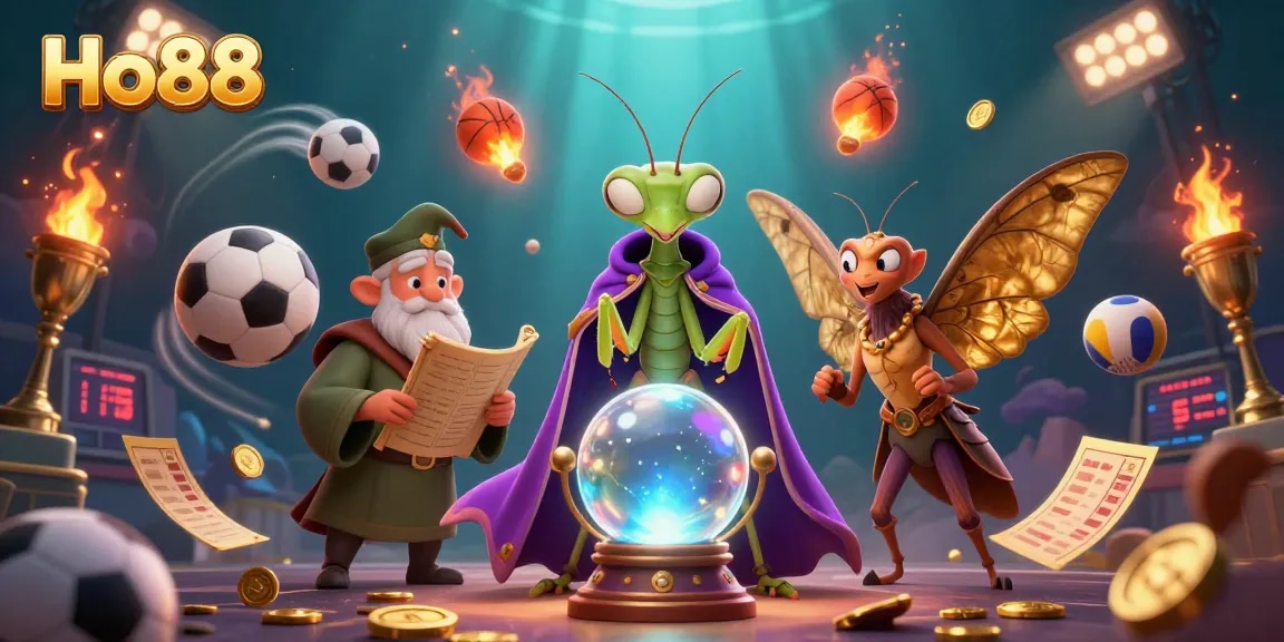 Engage with Ho88's thrilling sports betting scene featuring dynamic elements and magical characters.