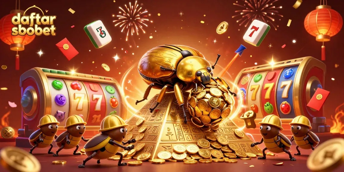 Join the excitement of daftar sbobet as beetles roll golden coins through a vibrant casino world.