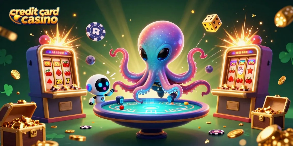 Join the action at credit card casino, where players meet an alien octopus and a robot amid thrilling games.