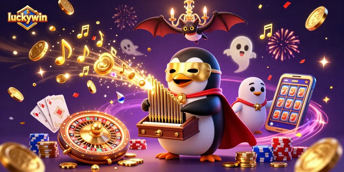 Experience the excitement of luckywin in a vibrant 3D casino scene with golden coins and dynamic elements.
