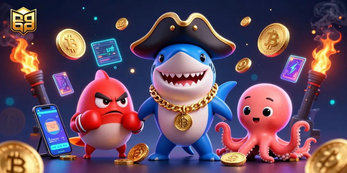 ea88 pirate shark and friends showcasing crypto elements in a vibrant casino setting