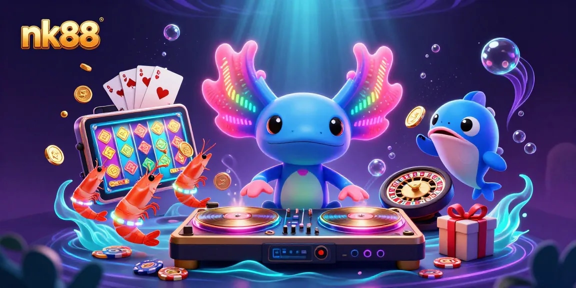 Spin to win with nk88 at the neon underwater casino, where vibrant elements animate gaming excitement.