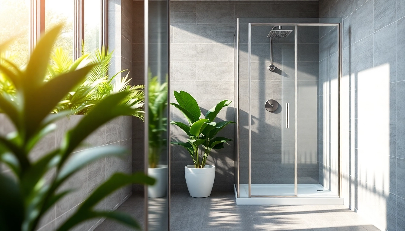 Feature stunning shower screens for walk in showers in a naturally lit modern bathroom setting.