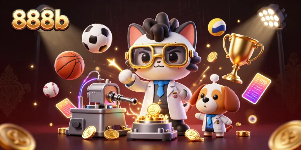 Bet on exciting games with 888b while enjoying casino-themed illustration art.