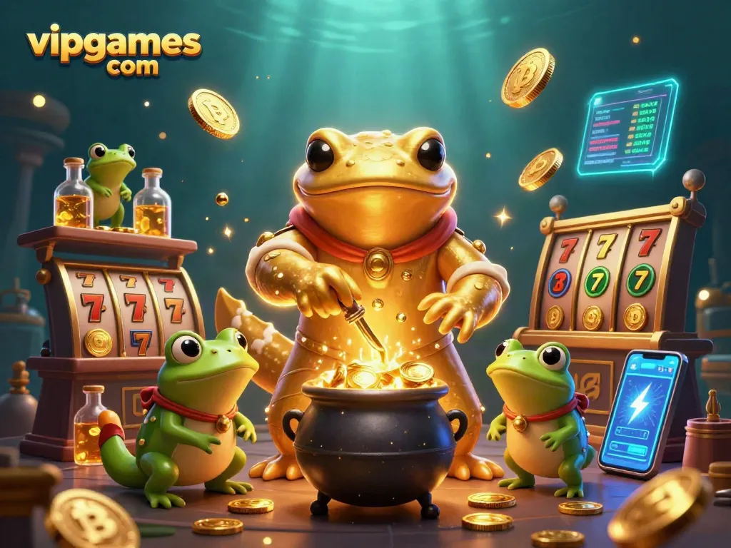 Play premium games on vipgames com with an exciting scene of characters creating gold coins.
