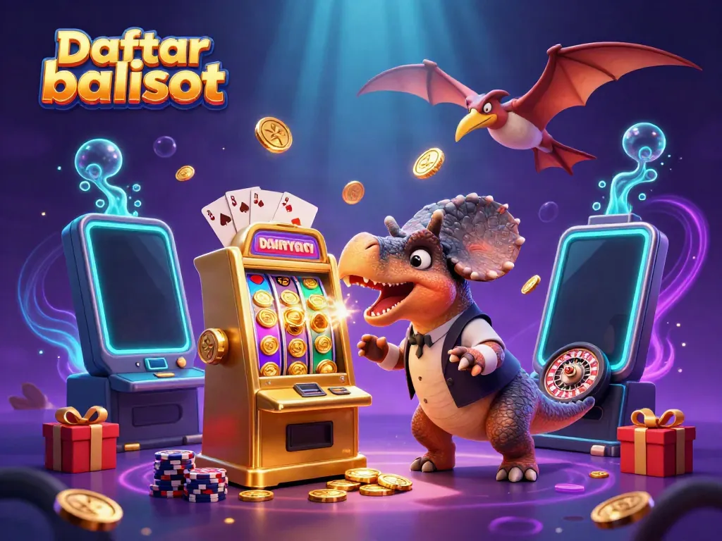 Jackpot coins erupting around a pachycephalosaurus celebrating Daftar balisot casino win