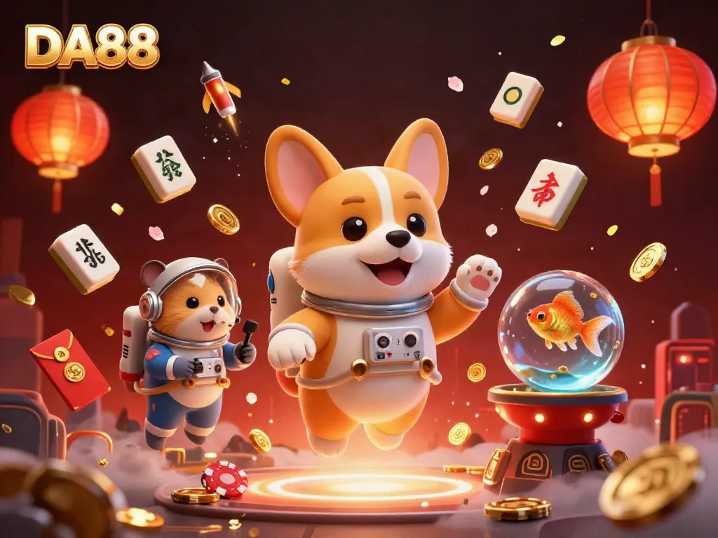 Experience the thrill of DA88's online casino game with animated characters and vibrant casino elements.