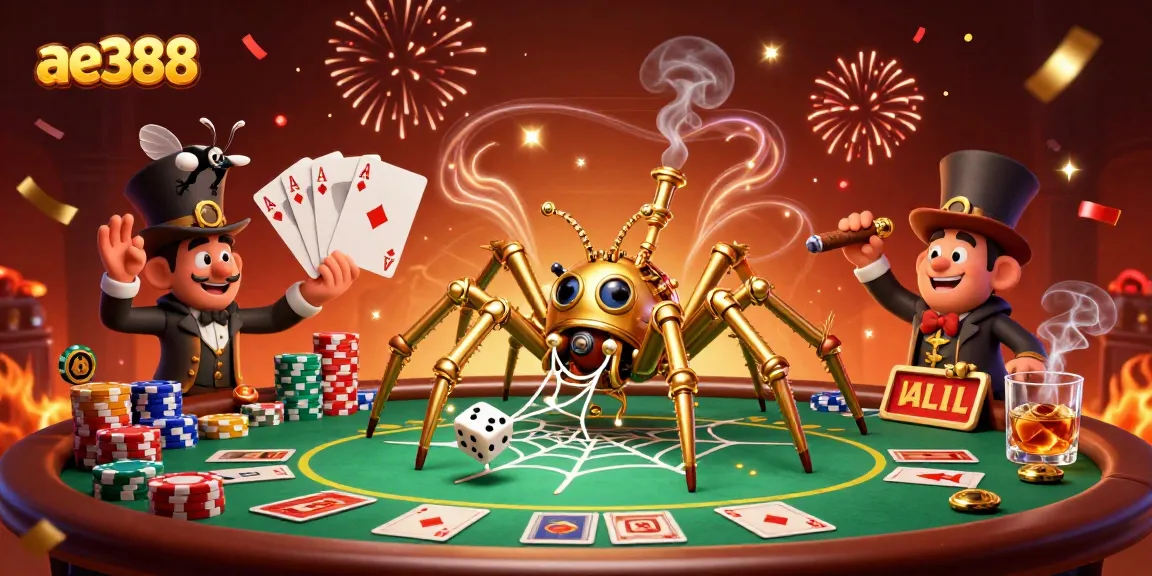Experience thrilling gameplay at ae388 with a captivating steampunk scene, showcasing poker action.