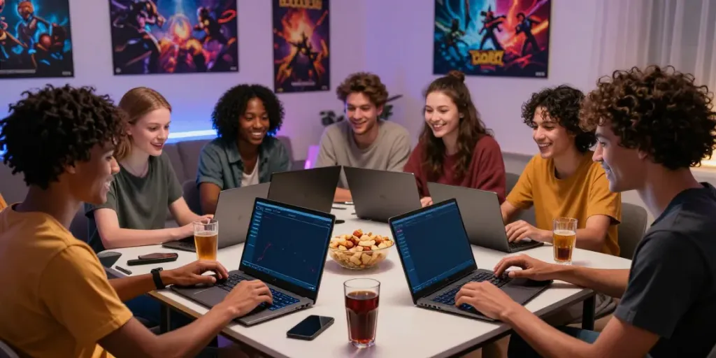 Friends enjoying the GO88 gaming app together in a cozy living room.