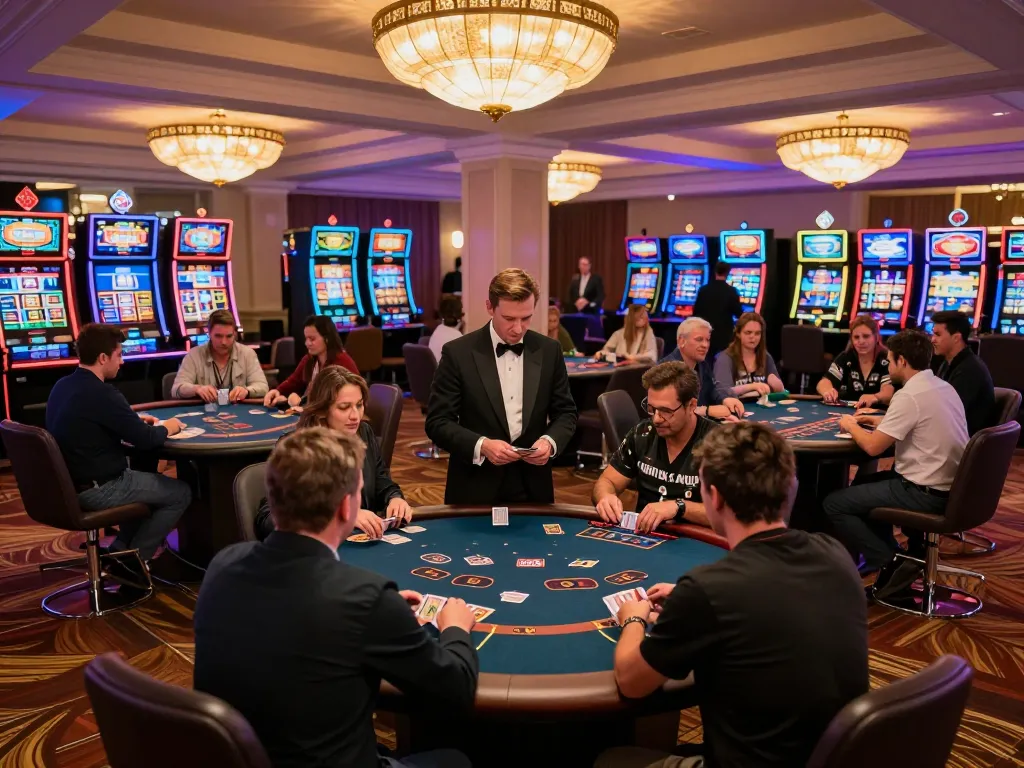 Players enjoying various games at 888b, showcasing excitement in a vibrant casino atmosphere
