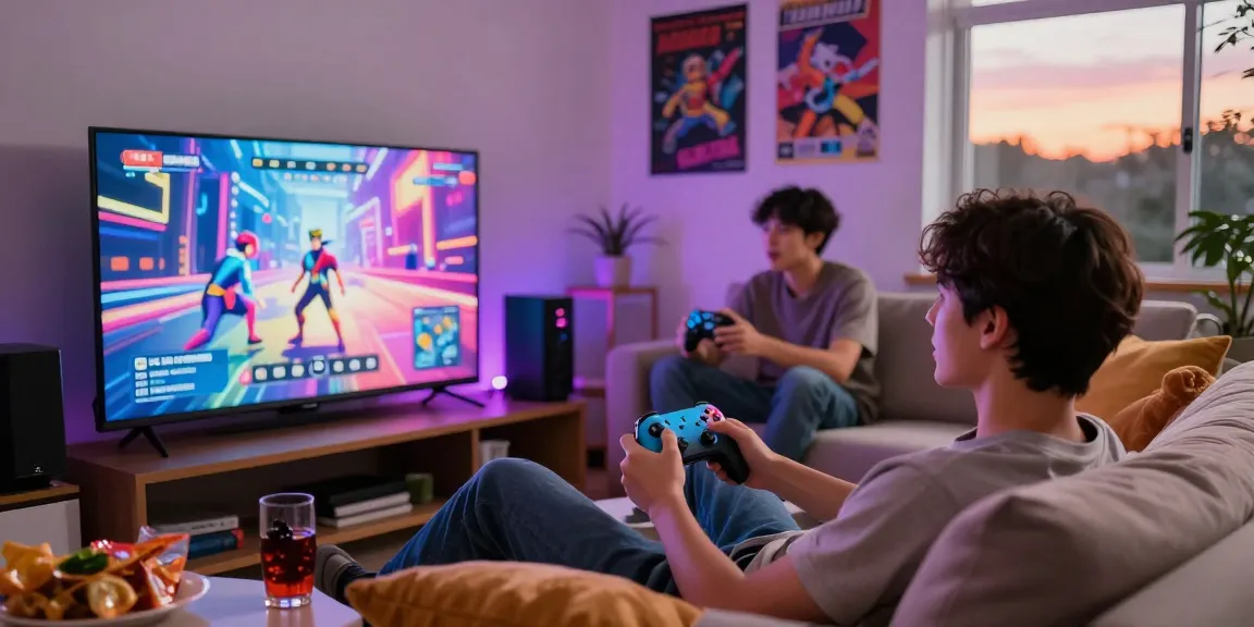 Engaging scene of a cozy home setup for playing hentai games online with friends.