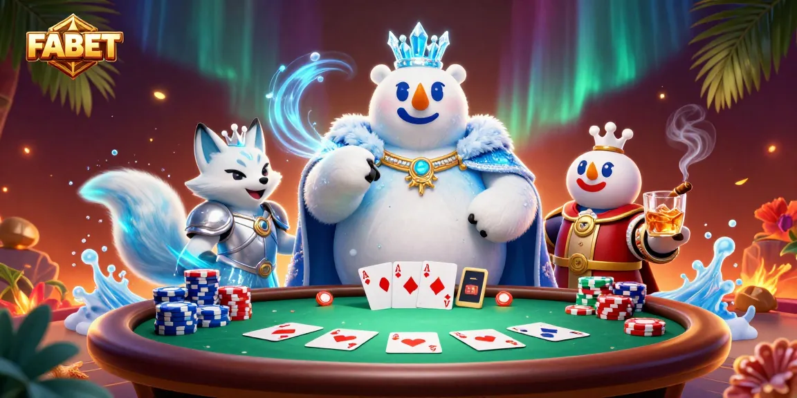 Join FABET with a dazzling polar bear and silver fox at a lively poker table.
