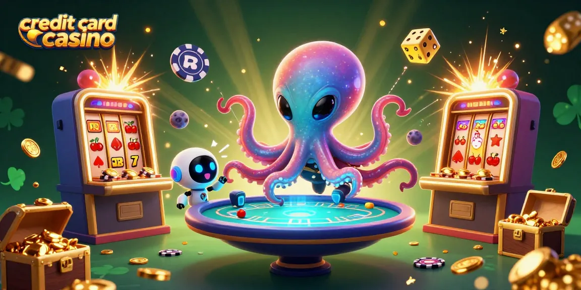 Join the action at credit card casino, where players meet an alien octopus and a robot amid thrilling games.
