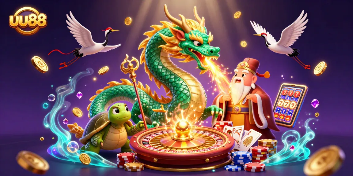 Experience thrilling gameplay at UU88 with an enchanting illustration full of magical elements and casino excitement.